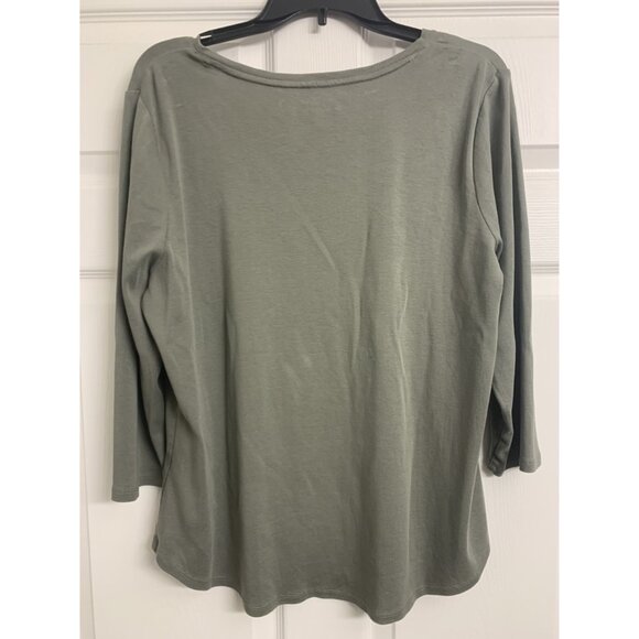Chicos 3 The Ultimate Tee 100% Cotton Casual Green Coastal Grandma - Picture 3 of 8